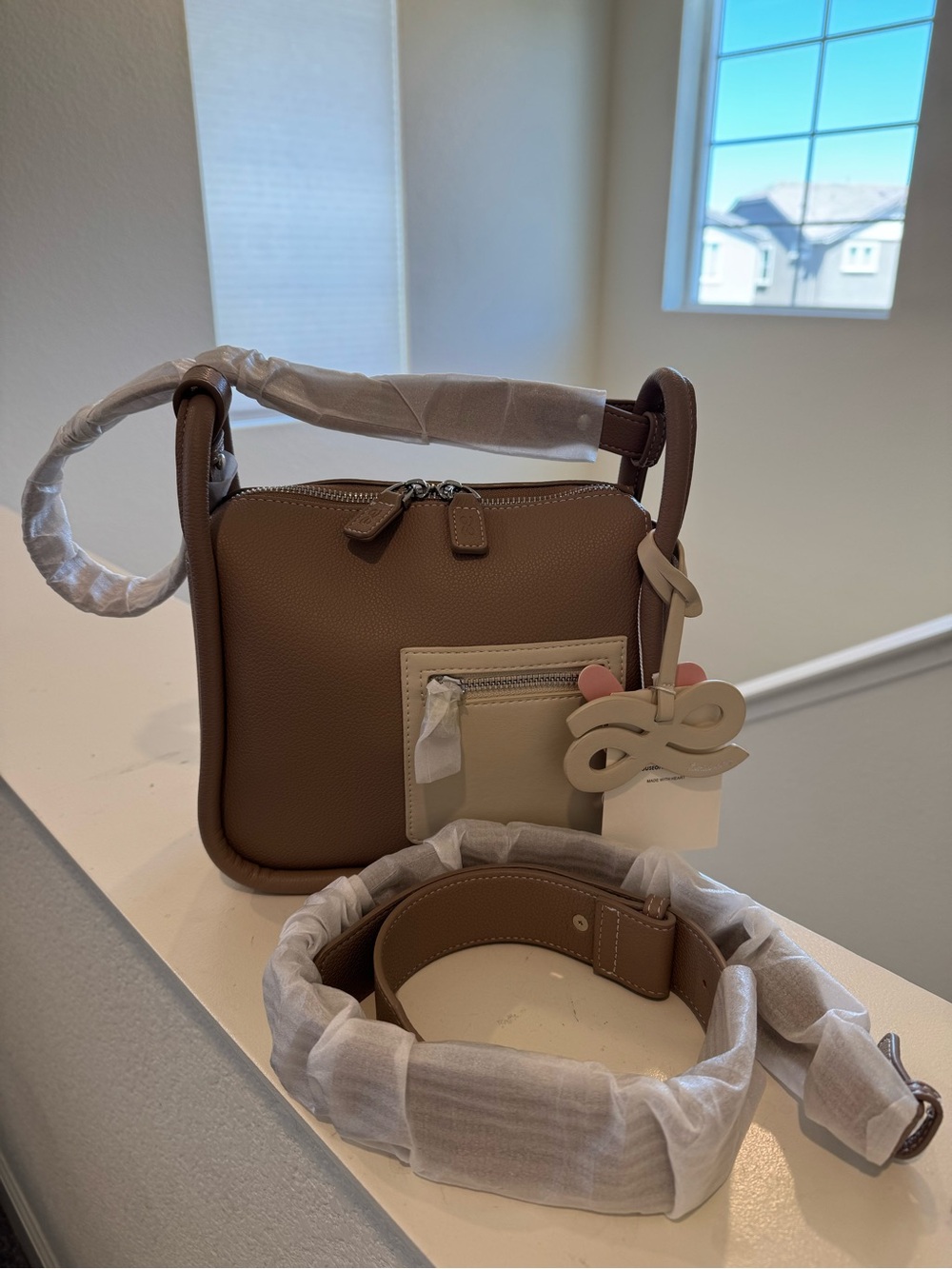 House of LittleBunny Momentum Medium Shoulder/Crossbody Bag in Taupe